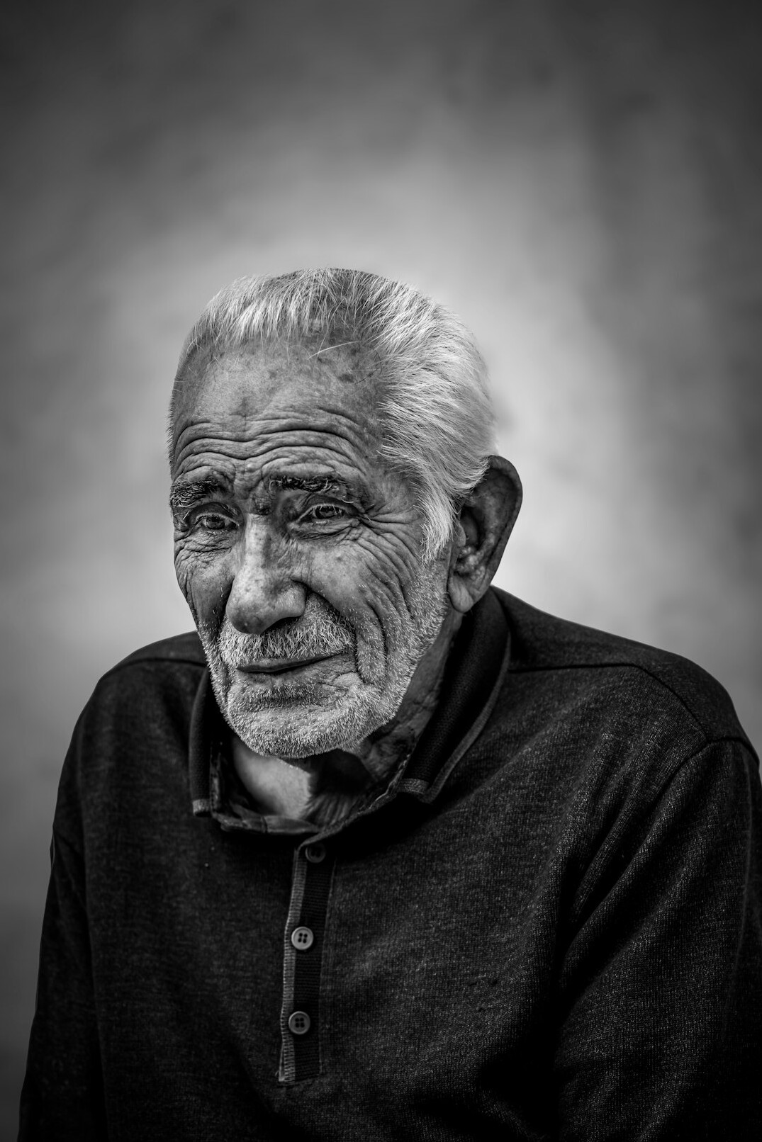 elderly person black and white portrait