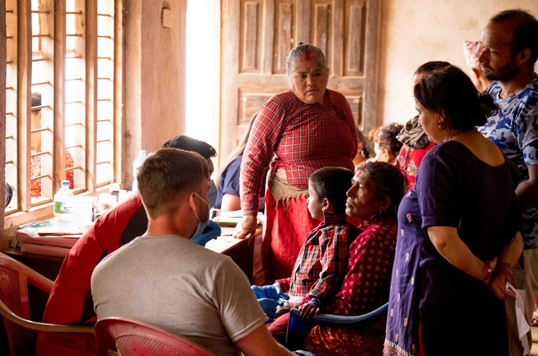 group of locals talking