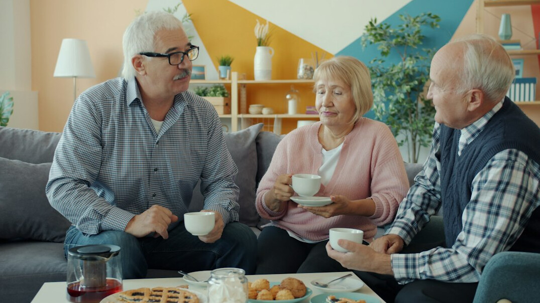 elderly man sharing story